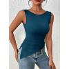imagePRETTYGARDEN Womens Ruched Tank Tops 2025 Summer Sleeveless Slim Fit T Shirts Blouses Going Out Y2K Fashion ClothesPeacock Blue