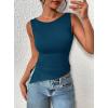 imagePRETTYGARDEN Womens Ruched Tank Tops 2025 Summer Sleeveless Slim Fit T Shirts Blouses Going Out Y2K Fashion ClothesPeacock Blue