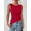 imagePRETTYGARDEN Womens Ruched Tank Tops 2025 Summer Sleeveless Slim Fit T Shirts Blouses Going Out Y2K Fashion ClothesRed