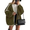 imagePRETTYGARDEN Womens Oversized Cardigan Sweaters 2025 Fall Long Lantern Sleeve Knit Open Front Lightweight SweaterStyle2army Green