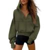 imagePRETTYGARDEN Womens Zip Up Y2K Hoodies 2025 Fall Fashion Long Sleeve Hooded Fleece Sweatshirts Casual Jacket Winter ClothesArmy Green