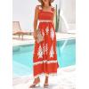 imagePRETTYGARDEN Womens Summer Boho Maxi Dress 2025 Casual Sleeveless Square Neck Floral Aline Smocked Beach Dresses with PocketsFloral Brick Red White