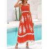 imagePRETTYGARDEN Womens Summer Boho Maxi Dress 2025 Casual Sleeveless Square Neck Floral Aline Smocked Beach Dresses with PocketsFloral Brick Red White