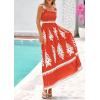 imagePRETTYGARDEN Womens Summer Boho Maxi Dress 2025 Casual Sleeveless Square Neck Floral Aline Smocked Beach Dresses with PocketsFloral Brick Red White