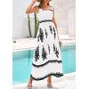 imagePRETTYGARDEN Womens Summer Boho Maxi Dress 2025 Casual Sleeveless Square Neck Floral Aline Smocked Beach Dresses with PocketsFloral White Black