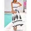 imagePRETTYGARDEN Womens Summer Boho Maxi Dress 2025 Casual Sleeveless Square Neck Floral Aline Smocked Beach Dresses with PocketsFloral White Black