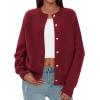 imagePRETTYGARDEN Cardigan Sweaters for Women 2025 Fall Fashion Chunky Long Sleeve Button Down Trendy Winter Sweater JacketBurgundy