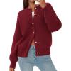 imagePRETTYGARDEN Cardigan Sweaters for Women 2025 Fall Fashion Chunky Long Sleeve Button Down Trendy Winter Sweater JacketBurgundy