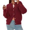 imagePRETTYGARDEN Cardigan Sweaters for Women 2025 Fall Fashion Chunky Long Sleeve Button Down Trendy Winter Sweater JacketBurgundy