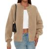 imagePRETTYGARDEN Cardigan Sweaters for Women 2025 Fall Fashion Chunky Long Sleeve Button Down Trendy Winter Sweater JacketKhaki