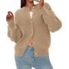 imagePRETTYGARDEN Cardigan Sweaters for Women 2025 Fall Fashion Chunky Long Sleeve Button Down Trendy Winter Sweater JacketKhaki