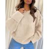 imagePRETTYGARDEN Womens Fall Oversized Sweaters Casual Crewneck Pullover Long Sleeve Fuzzy Chunky Knit Tops BlouseBeige