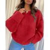 imagePRETTYGARDEN Womens Fall Oversized Sweaters Casual Crewneck Pullover Long Sleeve Fuzzy Chunky Knit Tops BlouseBright Red