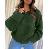 imagePRETTYGARDEN Womens Fall Oversized Sweaters Casual Crewneck Pullover Long Sleeve Fuzzy Chunky Knit Tops BlouseDark Army Green