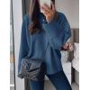 imagePRETTYGARDEN Womens Fall Oversized Sweaters Casual Crewneck Pullover Long Sleeve Fuzzy Chunky Knit Tops BlouseDusty Blue