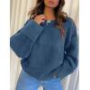 imagePRETTYGARDEN Womens Fall Oversized Sweaters Casual Crewneck Pullover Long Sleeve Fuzzy Chunky Knit Tops BlouseDusty Blue