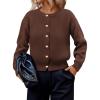 imagePRETTYGARDEN Cardigan Sweaters for Women 2025 Fall Fashion Chunky Long Sleeve Button Down Trendy Winter Sweater JacketBrown