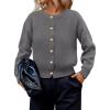 imagePRETTYGARDEN Cardigan Sweaters for Women 2025 Fall Fashion Chunky Long Sleeve Button Down Trendy Winter Sweater JacketGrey