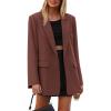 imagePRETTYGARDEN Fall 2025 Blazers for Women Business Casual Long Sleeve Lapel Pockets Dressy Suit Jackets Work Office ClothesBrown