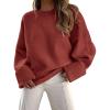 imagePRETTYGARDEN Womens Fall Oversized Sweaters Casual Crewneck Pullover Long Sleeve Fuzzy Chunky Knit Tops BlouseRust Red
