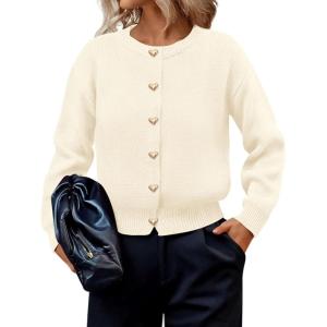 imagePRETTYGARDEN Cardigan Sweaters for Women 2025 Fall Fashion Chunky Long Sleeve Button Down Trendy Winter Sweater JacketBeige