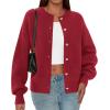 imagePRETTYGARDEN Cardigan Sweaters for Women 2025 Fall Fashion Chunky Long Sleeve Button Down Trendy Winter Sweater JacketRed