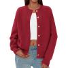 imagePRETTYGARDEN Cardigan Sweaters for Women 2025 Fall Fashion Chunky Long Sleeve Button Down Trendy Winter Sweater JacketRed