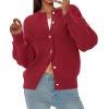 imagePRETTYGARDEN Cardigan Sweaters for Women 2025 Fall Fashion Chunky Long Sleeve Button Down Trendy Winter Sweater JacketRed