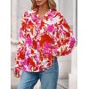 imagePRETTYGARDEN Womens Floral Blouses Dressy Casual V Neck Button Down Shirts Lantern Long Sleeve Boho Chiffon Fall Tops 2025Floral White Rose Red