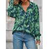 imagePRETTYGARDEN Womens Floral Blouses Dressy Casual V Neck Button Down Shirts Lantern Long Sleeve Boho Chiffon Fall Tops 2025Green