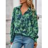 imagePRETTYGARDEN Womens Floral Blouses Dressy Casual V Neck Button Down Shirts Lantern Long Sleeve Boho Chiffon Fall Tops 2025Green