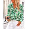 imagePRETTYGARDEN Womens Floral Blouses Dressy Casual V Neck Button Down Shirts Lantern Long Sleeve Boho Chiffon Fall Tops 2025Green Floral
