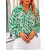 imagePRETTYGARDEN Womens Floral Blouses Dressy Casual V Neck Button Down Shirts Lantern Long Sleeve Boho Chiffon Fall Tops 2025Green Floral