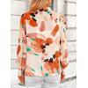 imagePRETTYGARDEN Womens Floral Blouses Dressy Casual V Neck Button Down Shirts Lantern Long Sleeve Boho Chiffon Fall Tops 2025Orange Watercolour