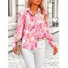 imagePRETTYGARDEN Womens Floral Blouses Dressy Casual V Neck Button Down Shirts Lantern Long Sleeve Boho Chiffon Fall Tops 2025Pink Floral