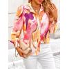 imagePRETTYGARDEN Womens Floral Blouses Dressy Casual V Neck Button Down Shirts Lantern Long Sleeve Boho Chiffon Fall Tops 2025Pink Watercolour
