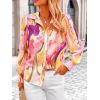 imagePRETTYGARDEN Womens Floral Blouses Dressy Casual V Neck Button Down Shirts Lantern Long Sleeve Boho Chiffon Fall Tops 2025Pink Watercolour
