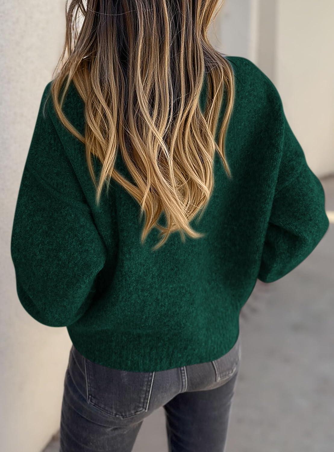 imagePRETTYGARDEN Cardigan Sweaters for Women Trendy Fall 2025 Long Sleeve Button Down Oversized Chunky Knit Sweater OuterwearDark Green