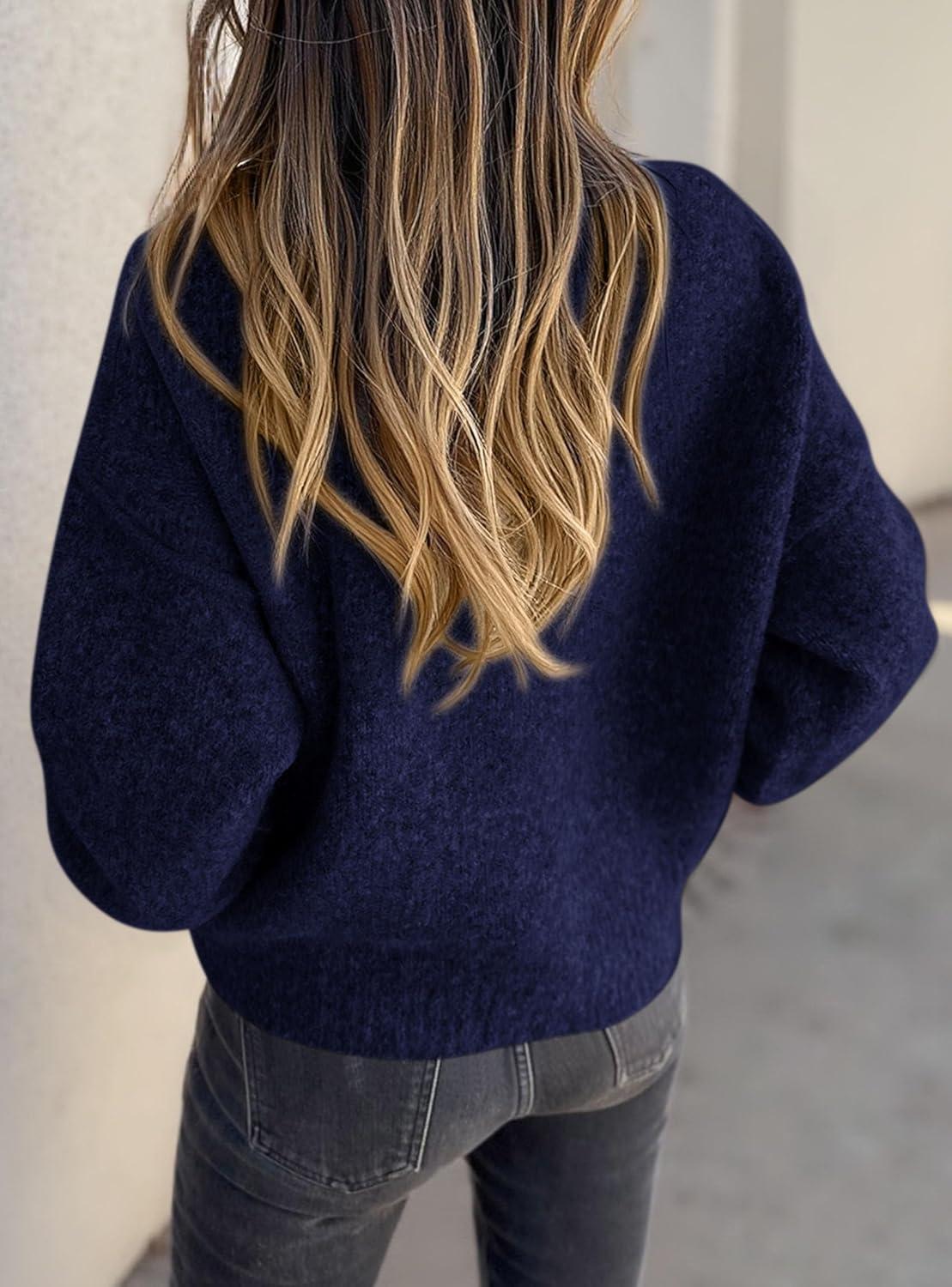 imagePRETTYGARDEN Cardigan Sweaters for Women Trendy Fall 2025 Long Sleeve Button Down Oversized Chunky Knit Sweater OuterwearRoyal Blue