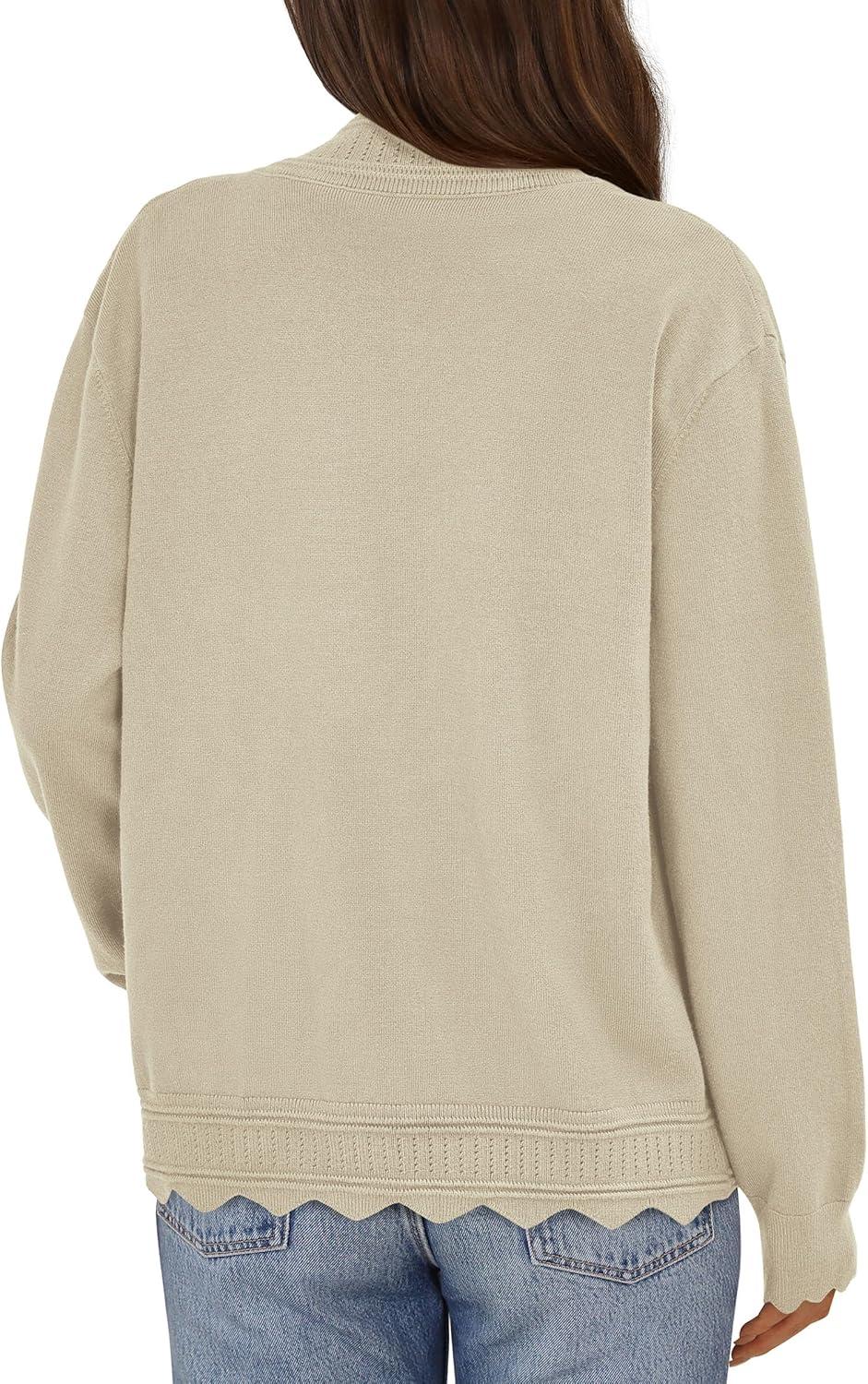 imagePRETTYGARDEN Cardigans for Women Lightweight Casual Long Sleeve Knitted Open Front Shrugs Sweaters 2025 Fall ClothesBeige