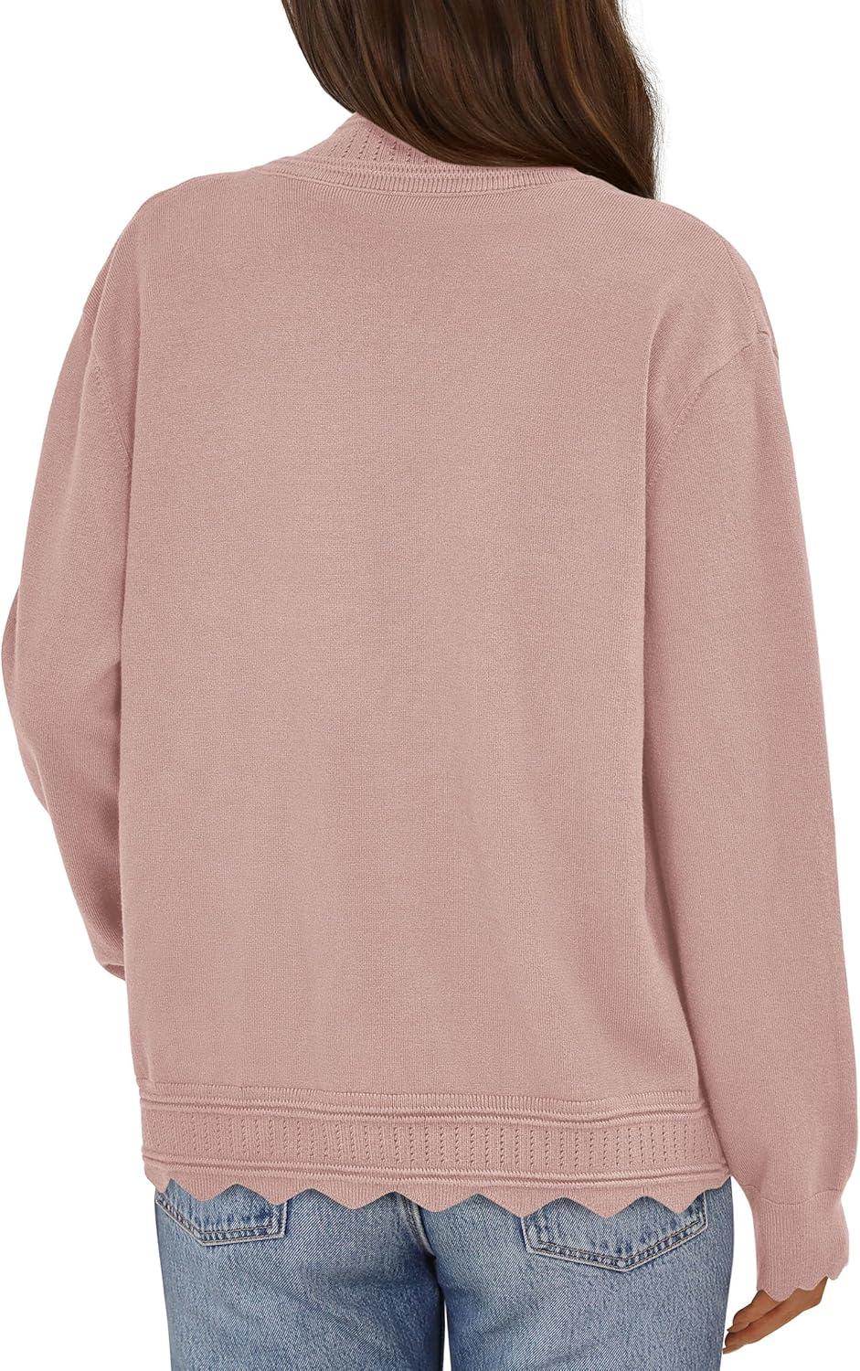 imagePRETTYGARDEN Cardigans for Women Lightweight Casual Long Sleeve Knitted Open Front Shrugs Sweaters 2025 Fall ClothesPink