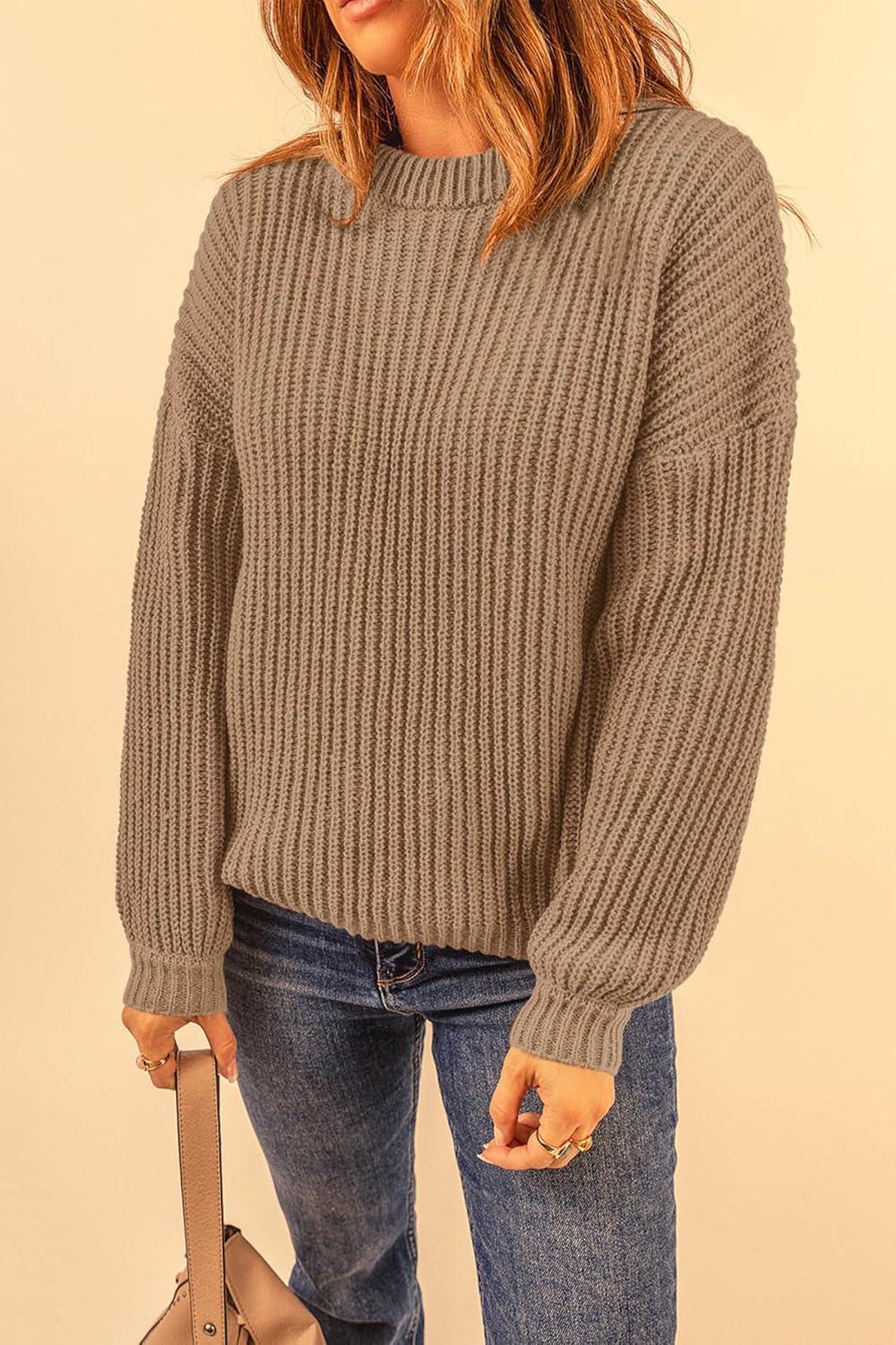 imagePRETTYGARDEN Fall Sweaters for Women 2025 Fashion Long Sleeve Casual Ribbed Knit Winter Clothes Pullover Jumper TopsCamel