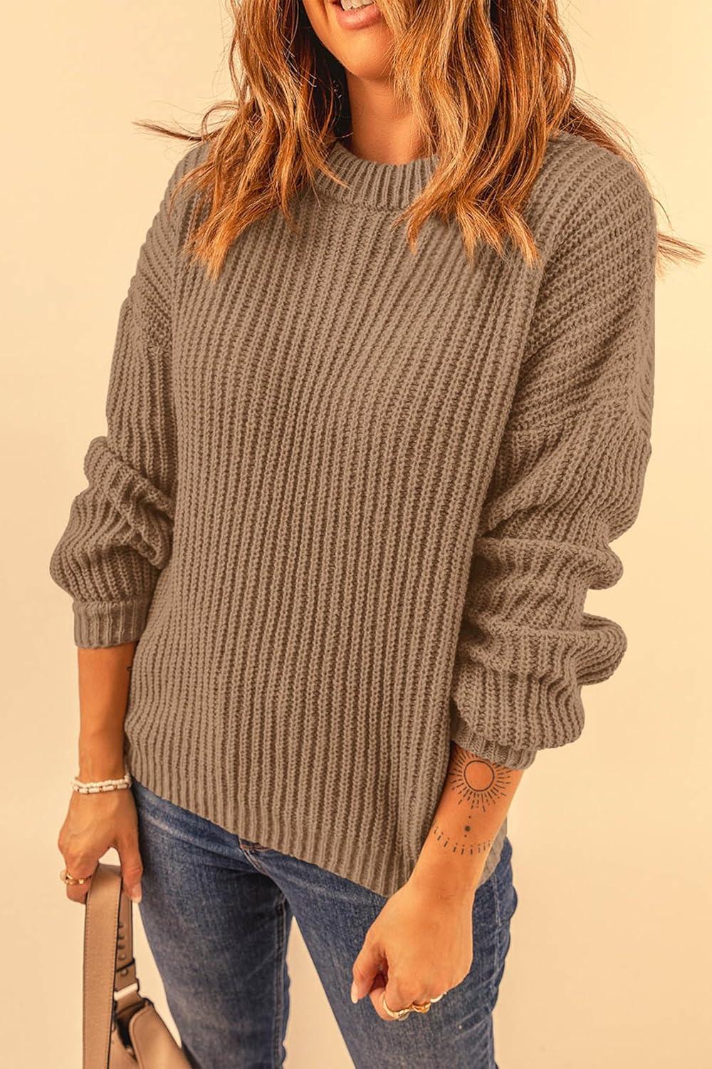 imagePRETTYGARDEN Fall Sweaters for Women 2025 Fashion Long Sleeve Casual Ribbed Knit Winter Clothes Pullover Jumper TopsCamel
