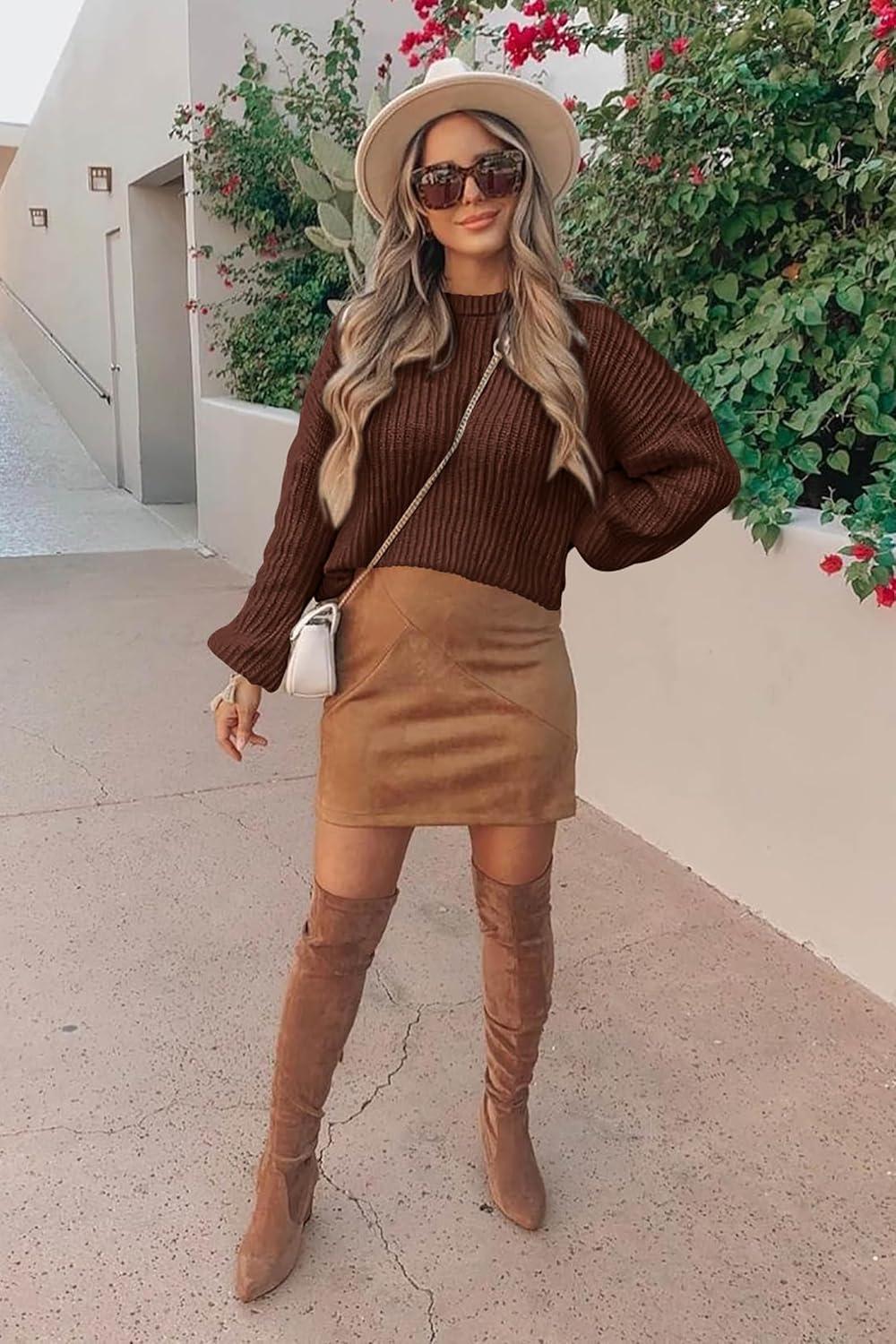 imagePRETTYGARDEN Fall Sweaters for Women 2025 Fashion Long Sleeve Casual Ribbed Knit Winter Clothes Pullover Jumper TopsCoffee