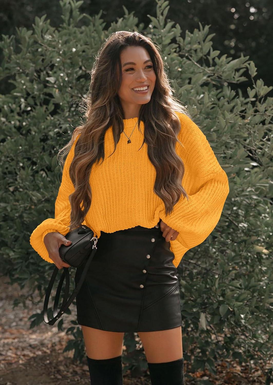 imagePRETTYGARDEN Fall Sweaters for Women 2025 Fashion Long Sleeve Casual Ribbed Knit Winter Clothes Pullover Jumper TopsTurmeric