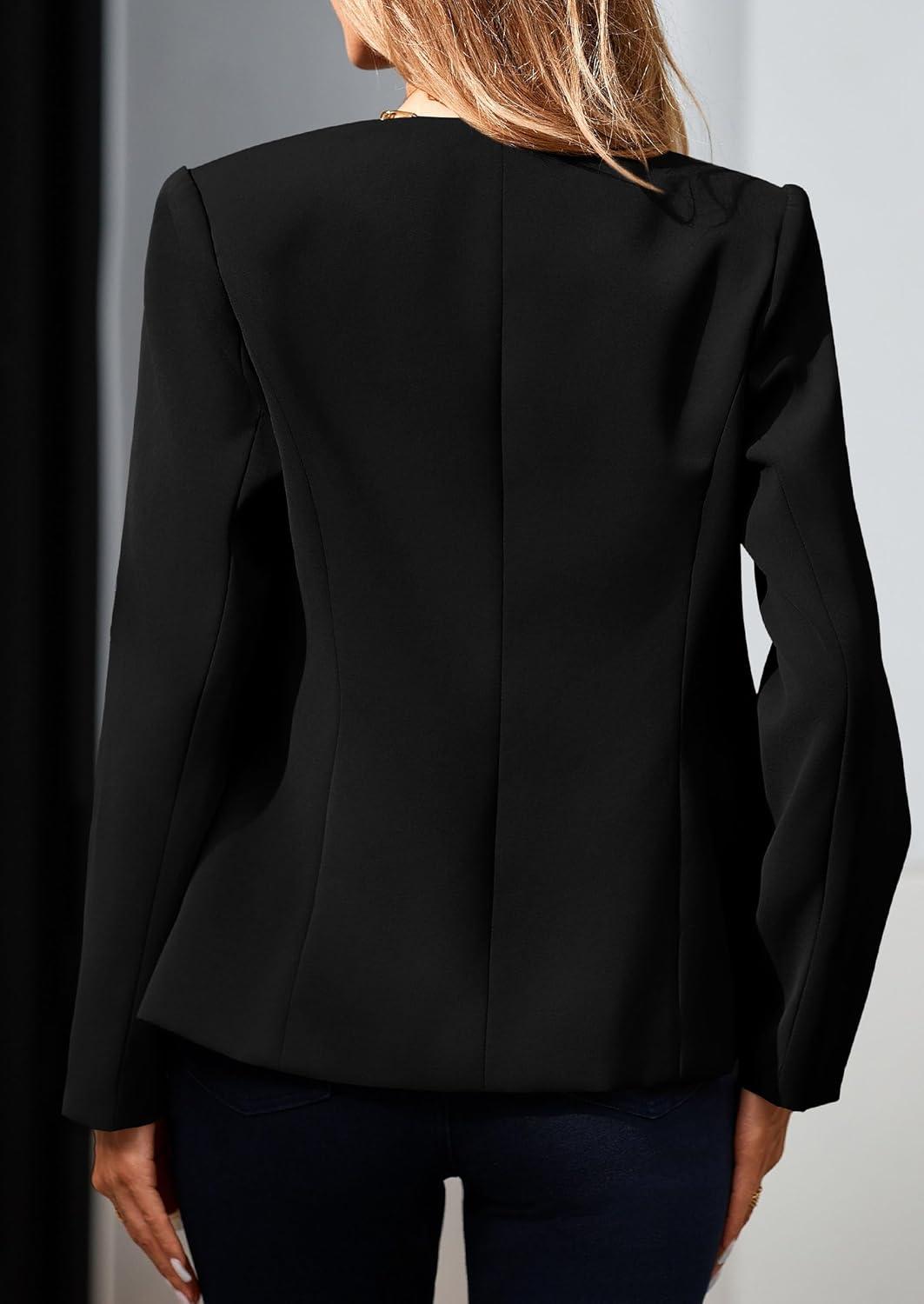 imagePRETTYGARDEN Womens 2025 Fall Blazers Button Down Fitted Lightweight Dressy Work Suit Jackets Trendy Business Casual OutfitsBlack