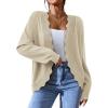 imagePRETTYGARDEN Cardigans for Women Lightweight Casual Long Sleeve Knitted Open Front Shrugs Sweaters 2025 Fall ClothesBeige