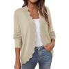 imagePRETTYGARDEN Cardigans for Women Lightweight Casual Long Sleeve Knitted Open Front Shrugs Sweaters 2025 Fall ClothesBeige