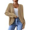 imagePRETTYGARDEN Cardigans for Women Lightweight Casual Long Sleeve Knitted Open Front Shrugs Sweaters 2025 Fall ClothesKhaki