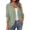 imagePRETTYGARDEN Cardigans for Women Lightweight Casual Long Sleeve Knitted Open Front Shrugs Sweaters 2025 Fall ClothesLight Green